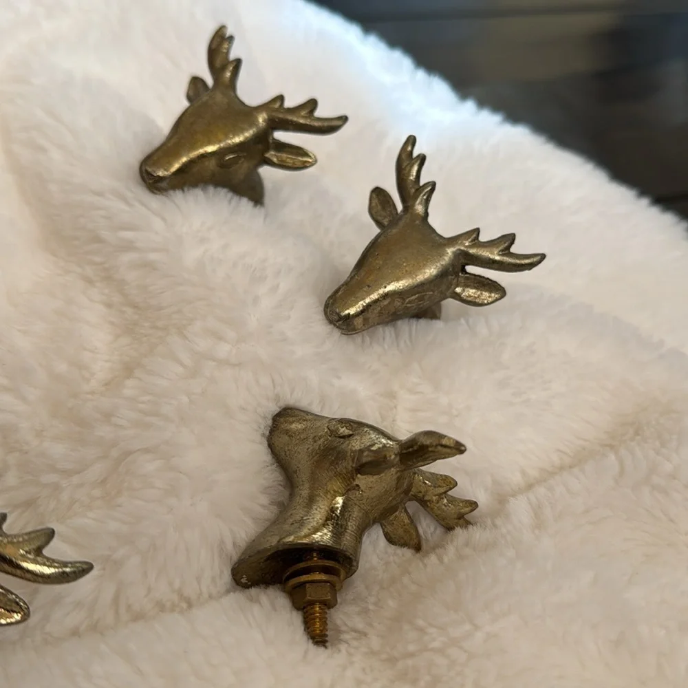 Set of Four Gold Deer Head Knobs